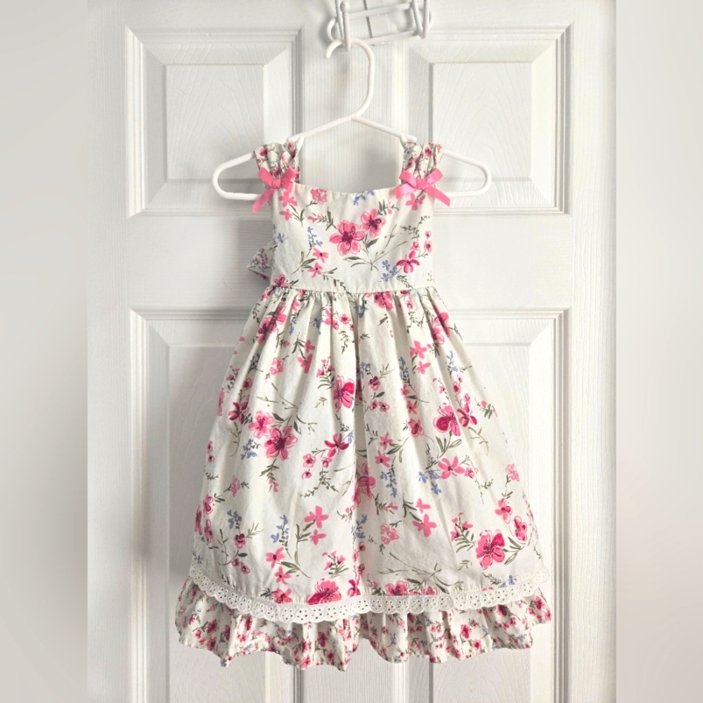 Jillian's Closet Floral Pink and White Kids Dress 24M